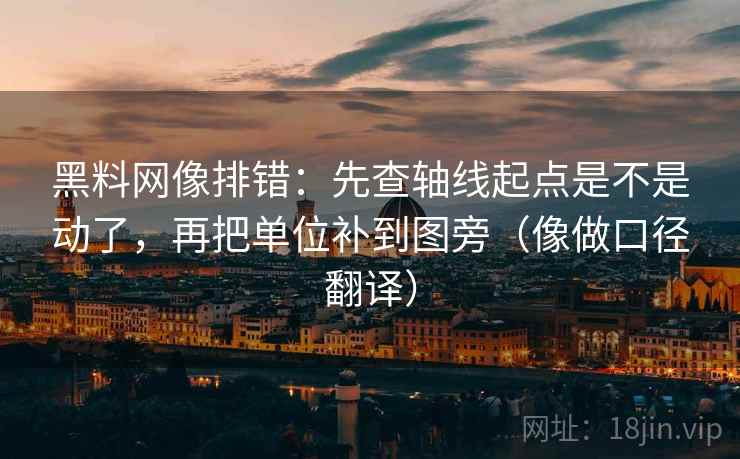 黑料网像排错：先查轴线起点是不是动了，再把单位补到图旁（像做口径翻译）