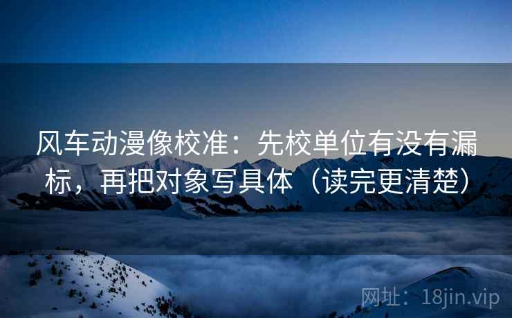 风车动漫像校准：先校单位有没有漏标，再把对象写具体（读完更清楚）