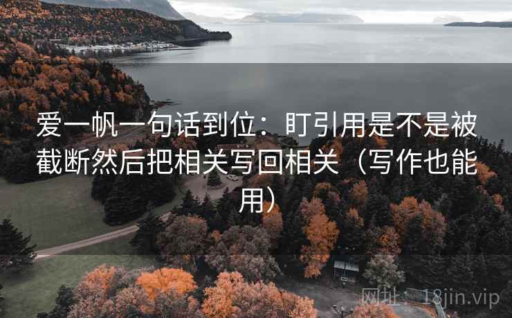 爱一帆一句话到位：盯引用是不是被截断然后把相关写回相关（写作也能用）